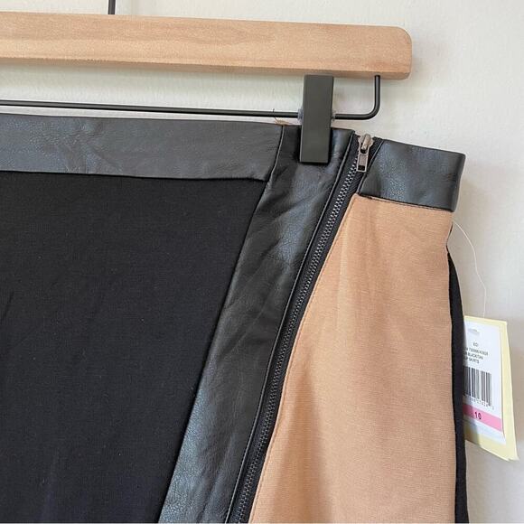 Eci New York Color Block Faux Leather A-Line Skirt - Picture 3 of 9